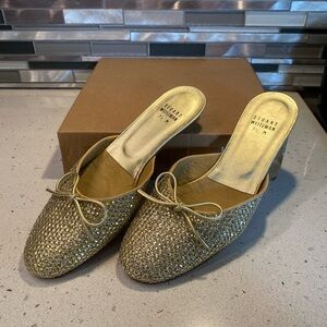 NWOT Stuart Weitzman Gold Ballet Flat Mules